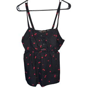 Coco and Shay plus woman's cherry sweetheart peplum tank